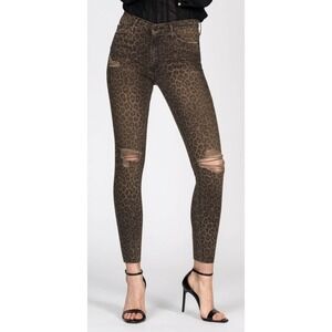 Black Orchid Animal Print Carmen High Rise Skinny Jeans Distressed Size 27 Women